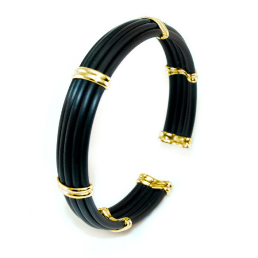 Pulsera Oro y Caucho Unisex Bóveda Gallón Doble 12mm - Goldarmbänder