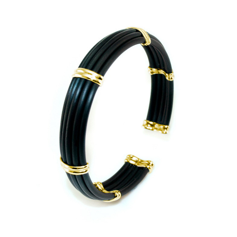 Gold and Rubber Unisex Double Gallon Vault Bracelet 12mm - Gold bracelets