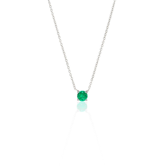 Emerald Pendant 0.20 KATHERINE White Gold and Chain - Green Stone Necklaces