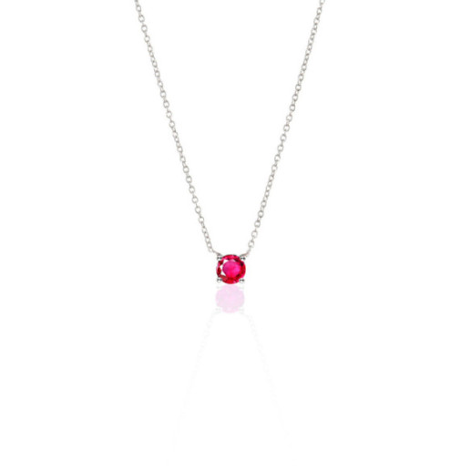 Colgante Rubí 0.20 Katherine Oro Blanco Y Cadena - Collares de Piedras Rojas