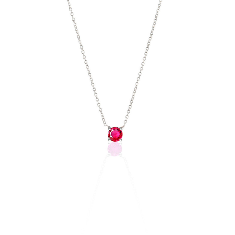 Colgante Rubí 0.20 Katherine Oro Blanco Y Cadena - Colares de pedra vermelha