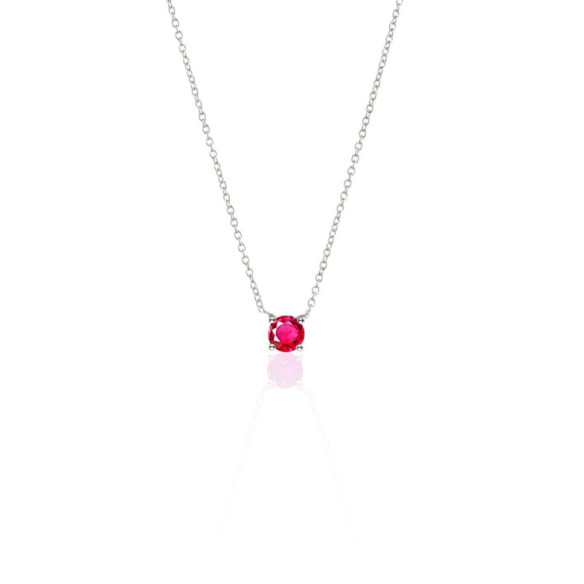 Ruby Pendant 0.20 KATHERINE White Gold and Chain - Red Stone Necklaces