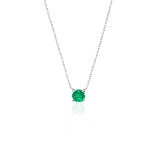 Emerald Pendant 0.50 KATHERINE White Gold and Chain - Green Stone Necklaces