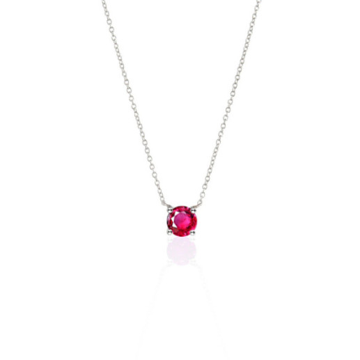 Colgante Rubí 0.50 Katherine Oro Blanco Y Cadena - Collares de Piedras Rojas