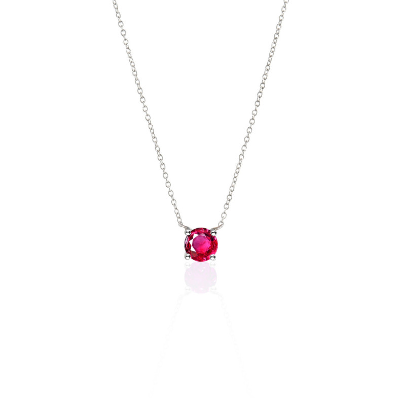 Colgante Rubí 0.50 Katherine Oro Blanco Y Cadena - Colares de pedra vermelha