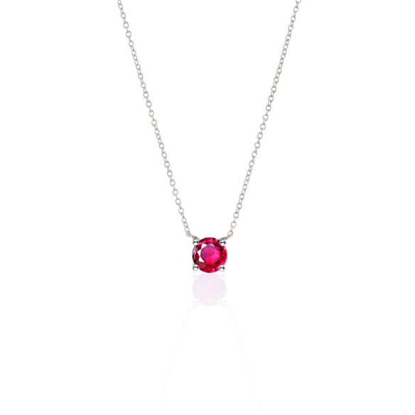 Colgante Rubí 0.50 Katherine Oro Blanco Y Cadena - Collares de Piedras Rojas