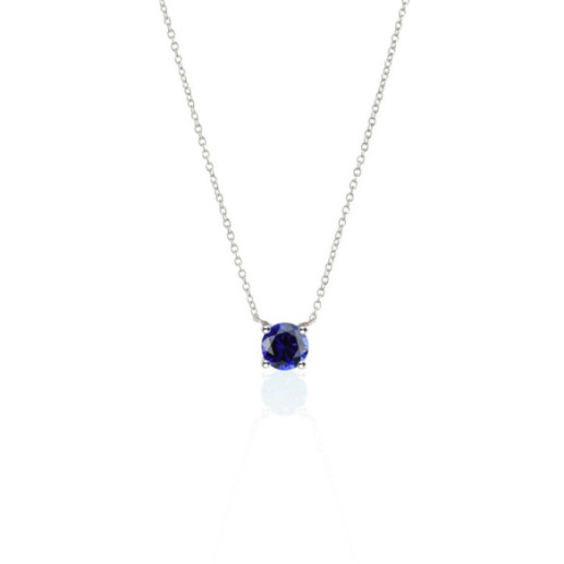 Colgante Zafiro 0.50 Katherine Oro Blanco Y Cadena - Collane di pietre blu