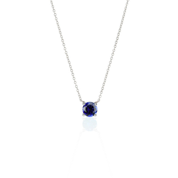 Colgante Zafiro 0.50 Katherine Oro Blanco Y Cadena - Collane di pietre blu