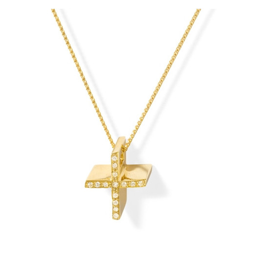 Cruz Oro Diamantes Catholic Sign - Cruces de Diamantes