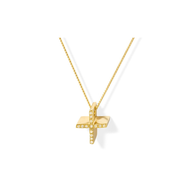 Cruz Oro Diamantes Catholic Sign - Cruces de Diamantes