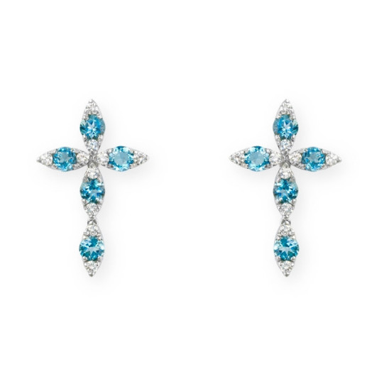 Pendientes Cruz - Pendientes de Piedras Azul
