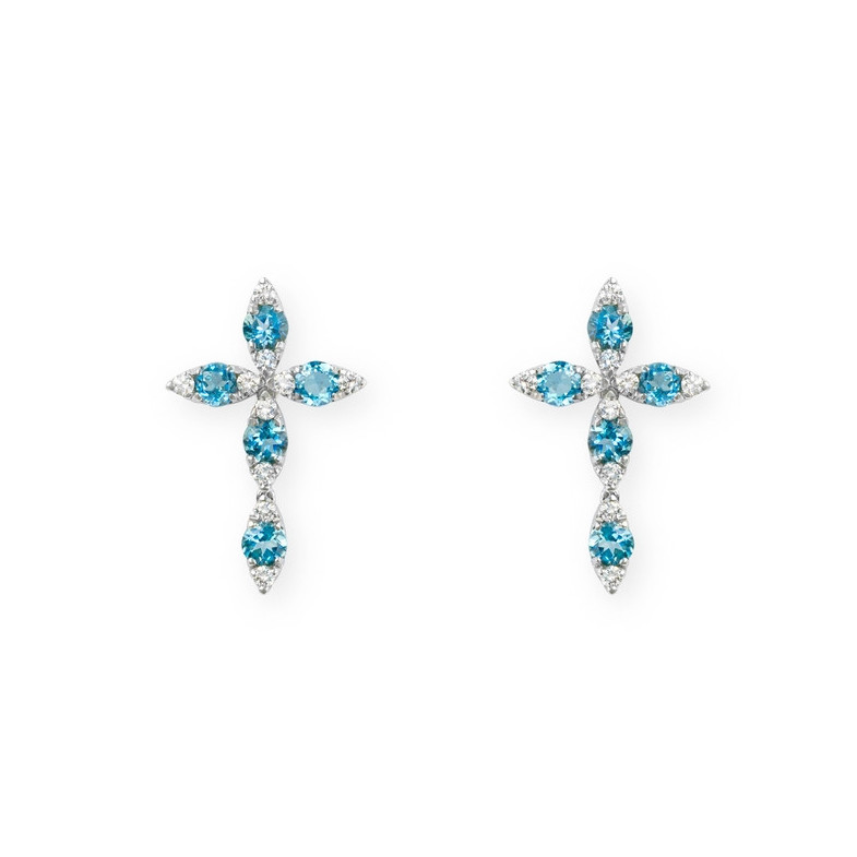 Pendientes Cruz - Pendientes de Piedras Azul