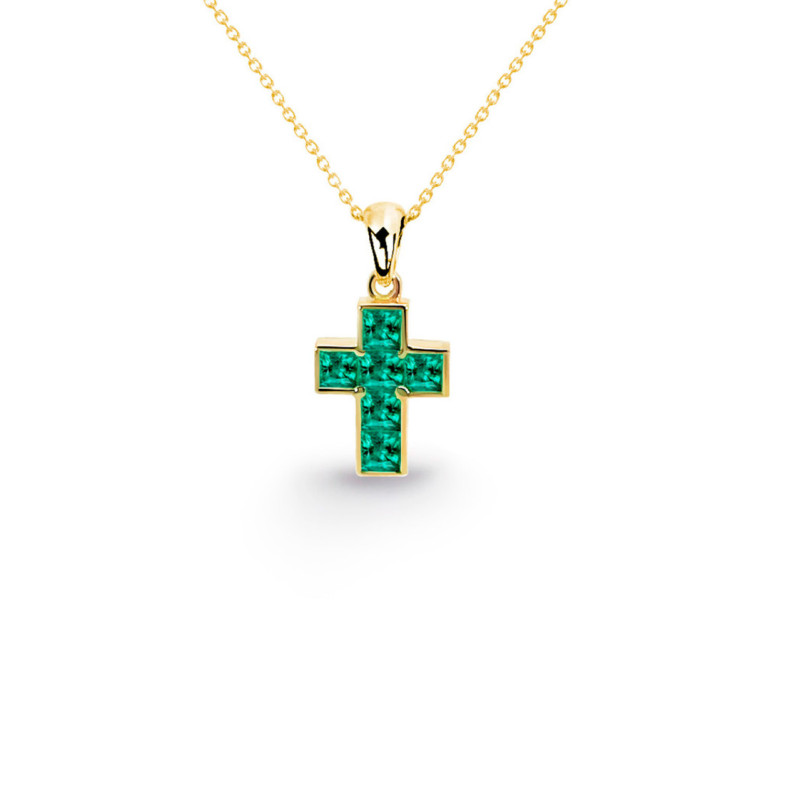 Collar Cruz Esmeraldas Calma 0.30 - Cruces