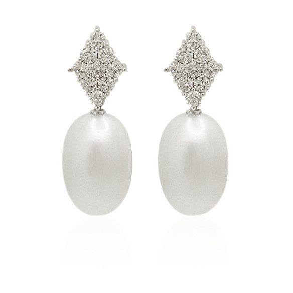 Diamant Ohrringe und Rombo Perlen - Perlenohrringe