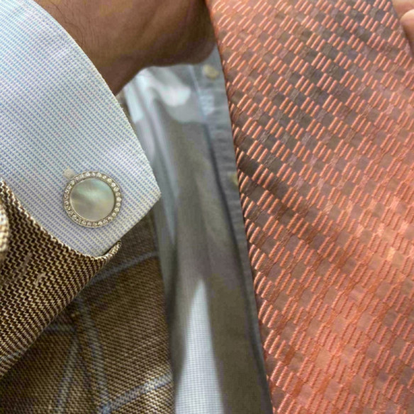 Gemelos De Oro Y Nácar Huomo - Gemelos de Boda