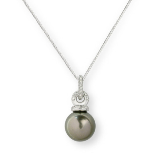 Tahiti Pearl pendant HOOP - Diamond Necklaces