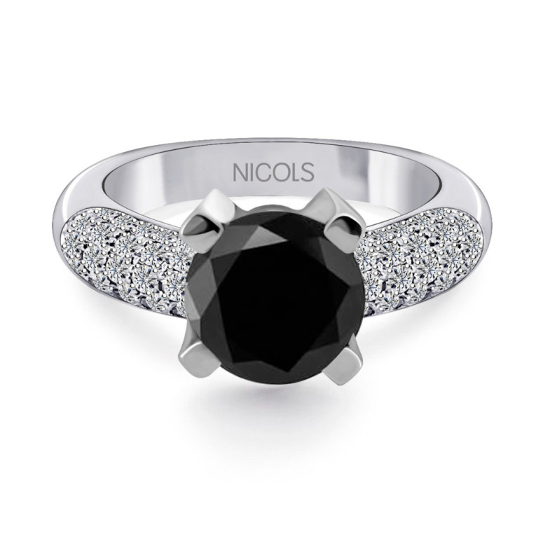 Anillo Platino Diamante Negro Madonna Black Power 4.50Ct - Bagues de platine