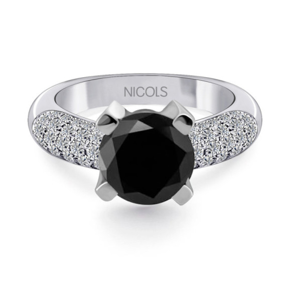 Madonna Black Power Black Diamond Ring 4.50Ct - Platinum Rings