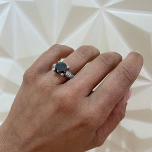 Anillo Platino Diamante Negro Madonna Black Power 4.50Ct - Anillos de Platino 2