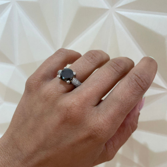 Anel de platina Madonna Black Power Black Diamond 4,50 quilates - Anéis de platina