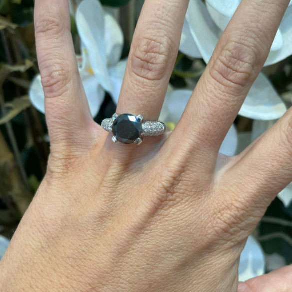 Anillo Platino Diamante Negro Madonna Black Power 4.50Ct - Bagues de platine