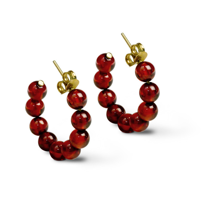 Gold Hoop Ohrringe - Rote Steine Ohrringe