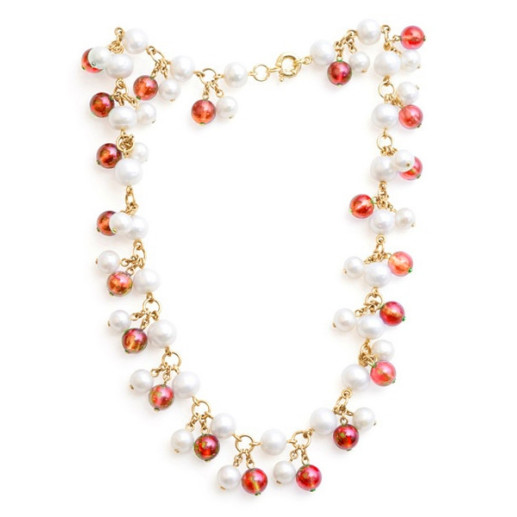 Collar Perlas Y Cuarzo Pearls Lady - Collares de Piedras Rojas