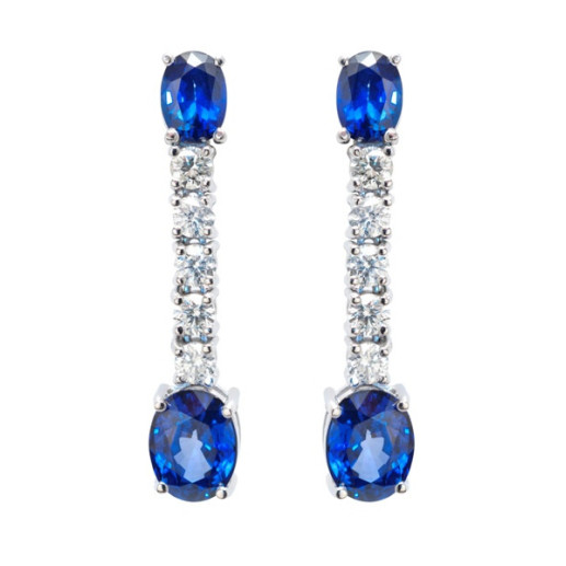 Pendientes Zafiro Y Diamantes Sangre Azul - Alta Joyería