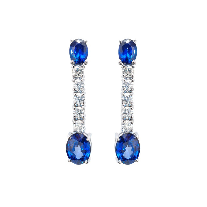 Sapphire e Diamante Orecchini Blu Sangue - Alti gioielli