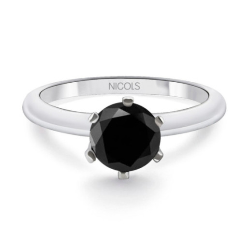 Anello con diamante nero solitario Black Power - design moderno