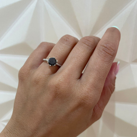 Anillo Diamante Negro Solitario Black Power - diseños modernos