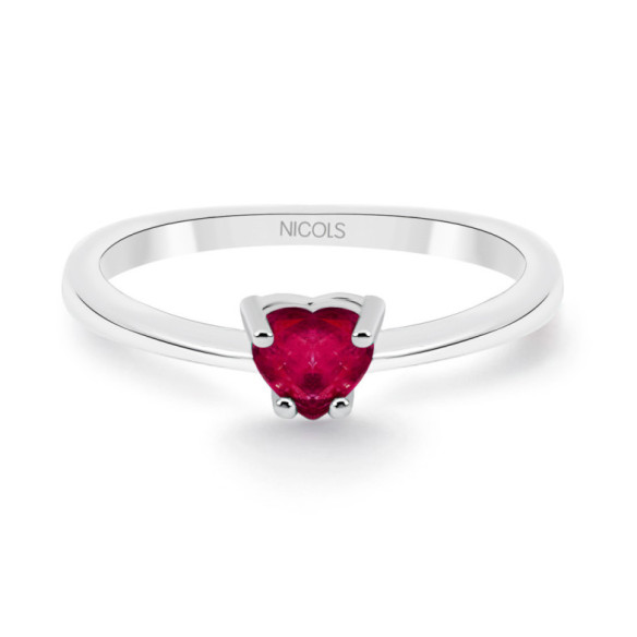 Anel Solitário Engajamento Rubí Corazón Isabella 0.20Ct - Anéis de rubi