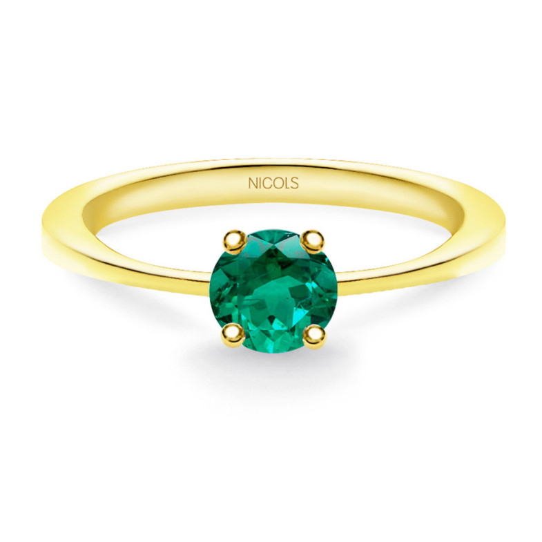 Anillo Solitario Esmeralda Isabella 0.50Ct Oro Amarillo - Anillos de Esmeralda