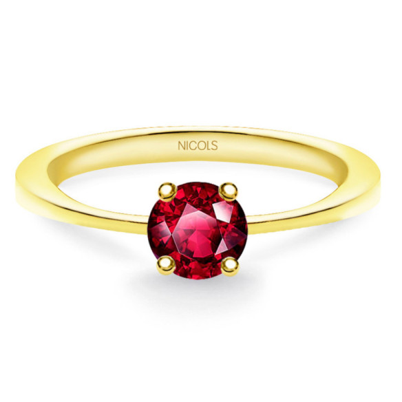 Anillo Solitario Rubi Isabella 0.50Ct Oro Amarillo - Anillos de Rubí