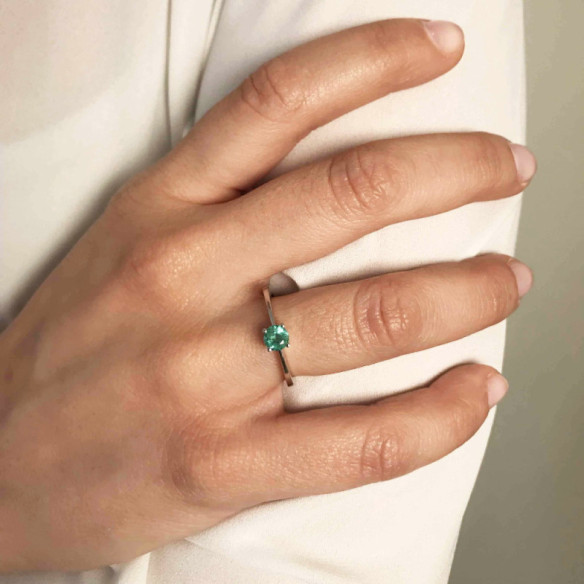 Isabella Emerald Solitaire Ring 0.50ct - Emerald rings