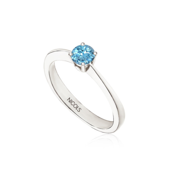 Solitärring Brillant Blau Isabella 0,50C - Ringe andere Edelsteine