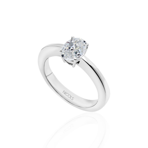 Olivia Engagement Ring White Gold (18K) With Oval Diamond 0.99Ct - Oval cut