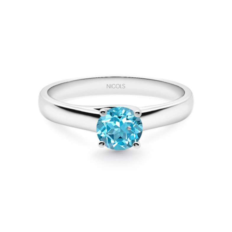 Megan Blue Zircon Solitaire Ring 0.20ct White Gold (18K) - Rings