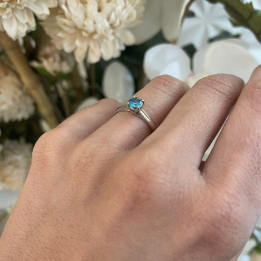 Megan Blue Zircon Solitaire Ring 0.70ct White Gold (18K) - Rings other precious stones 2
