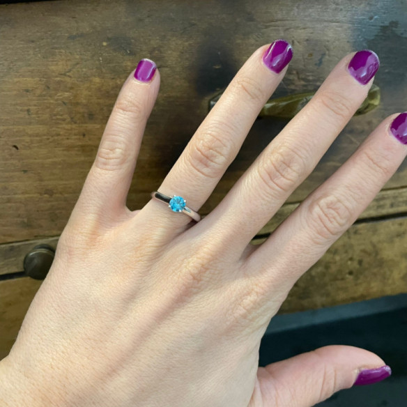 Anello singolo Megan Zircon Blu 0.70ct Oro Bianco (18K) - Anelli altre pietre preziose