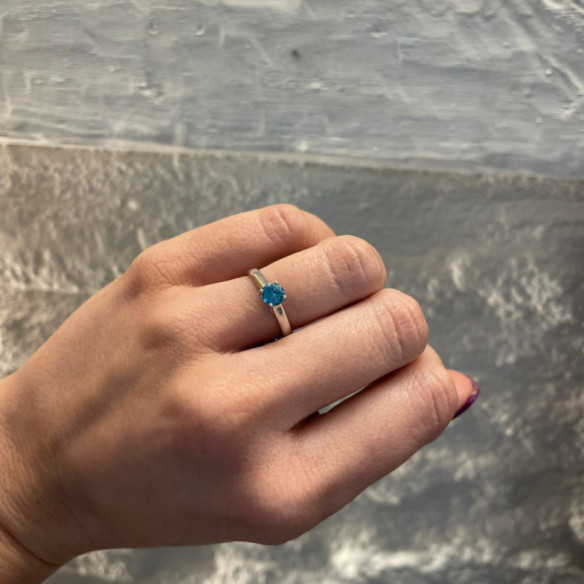 Anillo Solitario Megan Zircón Azul 0.70ct Oro Blanco (18K) - Anillos Otras Piedras Preciosas
