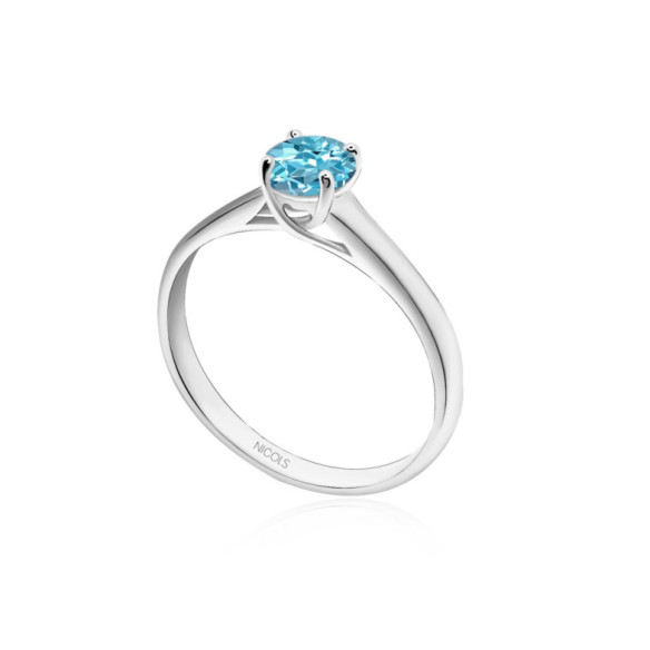 Anillo Solitario Megan Zircón Azul 0.70ct Oro Blanco (18K) - Bagues Autres pierres précieuses