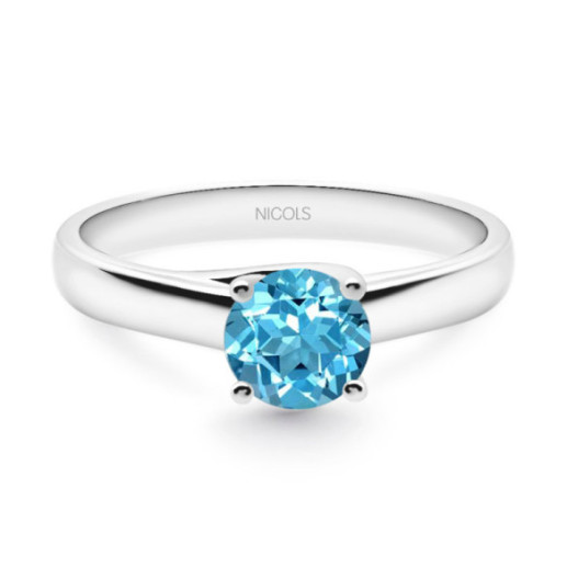 Einzelring Megan Zircon Blau 1.00ct Weißgold (18K) - Ringe andere Edelsteine
