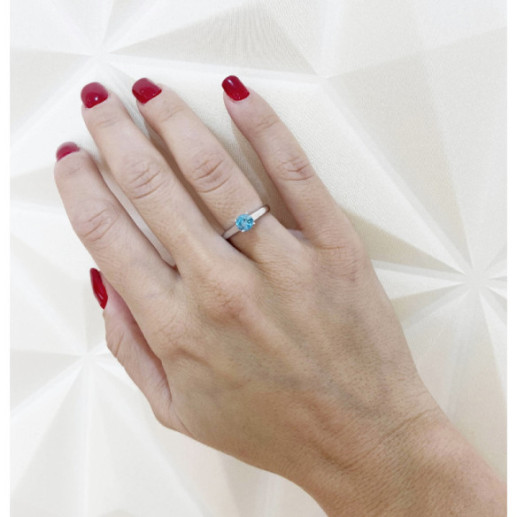 Anillo Solitario Megan Zircón Azul 1.00ct Oro Blanco (18K) - Anillos Otras Piedras Preciosas 2
