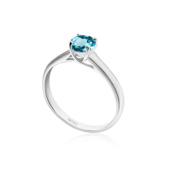 Megan Blue Zircon Solitaire Ring 1.00ct White Gold (18K) - Rings other precious stones