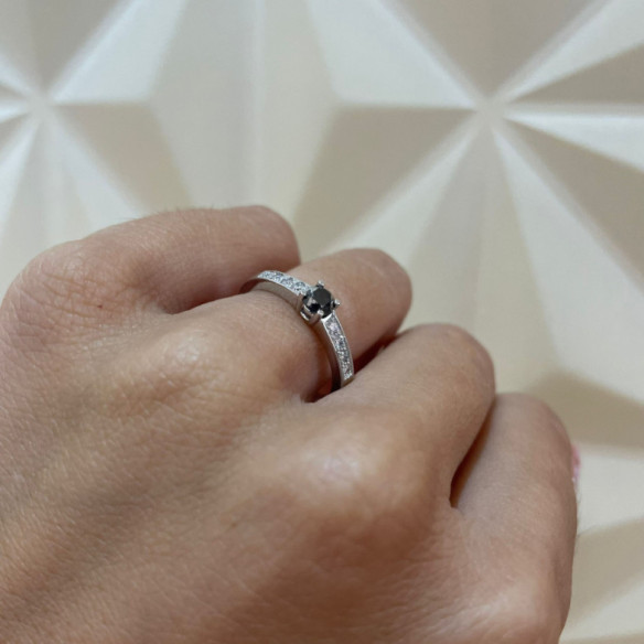 Black Diamond Ring 0.36ct AMELIE NOIR - anniversary