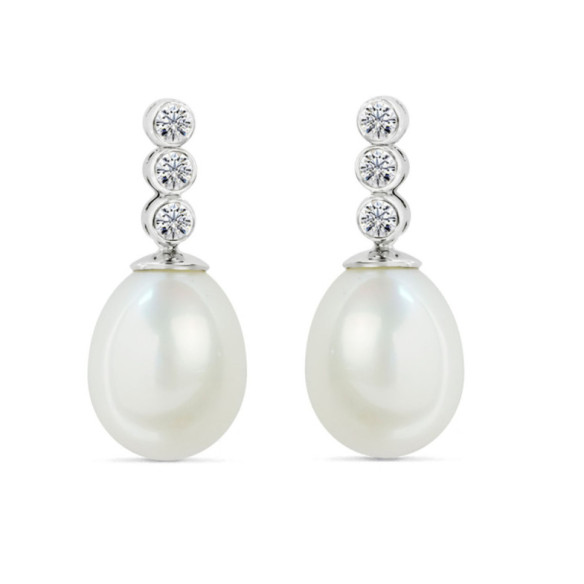Pendientes Perla y Diamantes Novia Serenidad 0.50 - Pendientes de Perlas