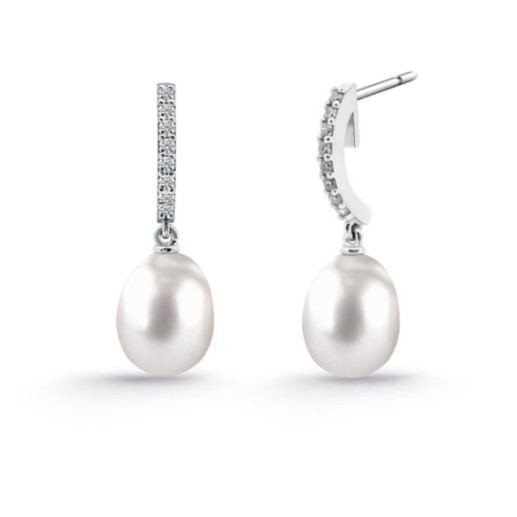 Pendientes Perla y Diamantes Novia Serenidad 0.15 - ORECCHINI