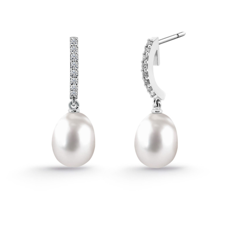 Pendientes Perla y Diamantes Novia Serenidad 0.15 - Ohrringe
