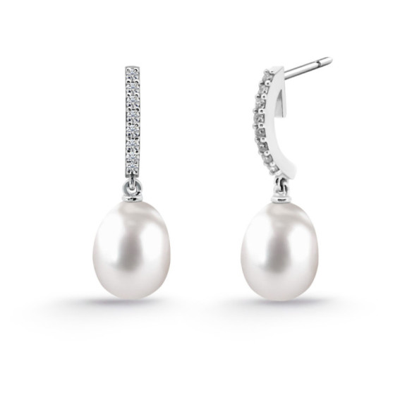 Pearl and Diamonds Bride Serenity Earrings 0.15 - Earrings